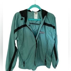 Vintage InSport men’s hooded zip up teal blue and black windbreaker size medium